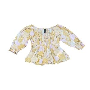 NWT minkpink yellow floral blouse